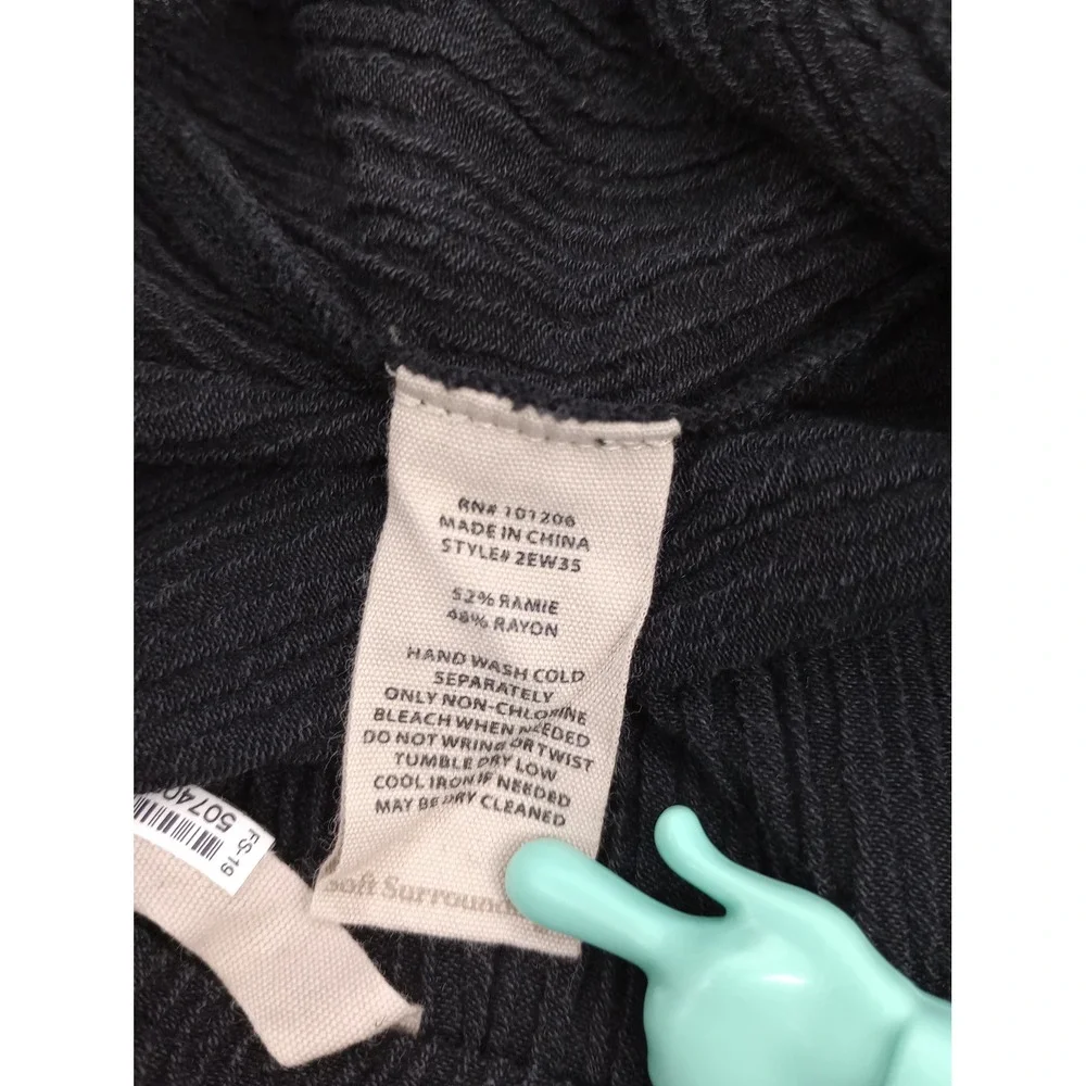 Soft Surroundings Pants Women S Black Ribbed Knit Button Hem